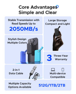 Orico e-Fox 500MB/S Extreme Portable SSD 512GB 1TB 2TB External Solid State Drive USB-C USB3.2 Gen2 PSSD For Laptop Mobile