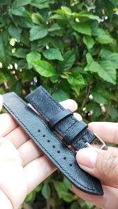 Tali Jam Tangan Kulit Asli Sapi Pullup Warna Hitam TJ297 Bergaransi