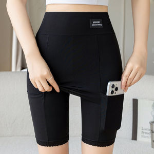 กางเกงรักษาความปลอดภัยกระเป๋าไหมพรมแข็งสําหรับผู้หญิง ฤดูร้อน ไม่มีตะเข็บ ไซส์ใหญ่ ชุดชั้นใน กางเกงขาสั้นเอวสูง กางเกงรักษาความปลอดภัยด้วยไนลอนและสแปนเด็กซ์