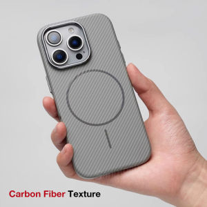 Sanptoch For Magsafe Carbon Fibre Texture Phone Case For iPhone 16 / 15 / 14 Pro Max Anti-fingerprint Back Cover For iPhone 16 Pro Max Ultra Slim Protection Casing