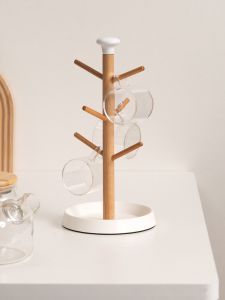 Bamboo Baijia Desktop Water Cup Holder Mug Hanger Cup Draining Board Coffee Storage Rack Upside down Tea Cup Solid Wood