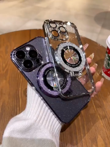 Akira Glitter Magsafe Case For Tecno Camon 40 Pova 6 5 Pro Spark 30 20 20C Pro Go 2 1 Motorola G45 G34 Itel S23 Plus A80 A70 5G 4G Luxury Cover Ring Magnetic Stand Holder Sarung Softcase Techno Standing Soft Premium Casing Viral Mewah