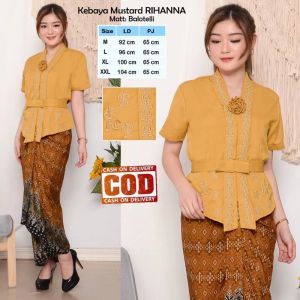 Atasan Kebaya Kutubaru Bordir Lengan Pendek Model Bali Kartini Rihanna Warna Kuning
