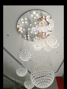 Luxury Bubble Crystal LED Chandelier High Ceiling Light Drop lamp Staircase & Living Room Pendant Lights