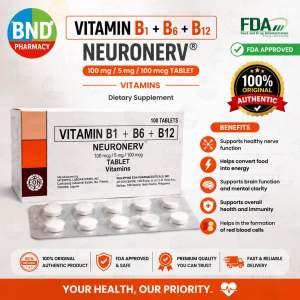 NEURONERV VITAMIN B1 + B6 + B12 Vitamin B complex FDA Approved BNDPHARMA
