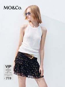 MO&Co. | Halter Neck Slim Breathable Knitted Tank Top
