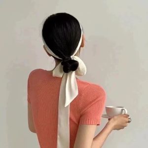 New Satin Silk Narrow Scarf Neckerchief Solid Neck Scarves Long Silk Thin Scarf Head Neck Hair Band Bag Ribbon Headbands DIY