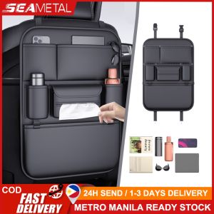 SEAMETAL Car Seat Back Organizer PU Leather Storage Pockets Kick Mats Seat Interior Accessories