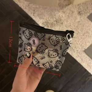 Sanrio | Hello Kitty Mesh Makeup Bag Cute Cartoon Zipper Cosmetic Pouch Portable Travel Small Storage Bag Girls Stationery Organizer Gift