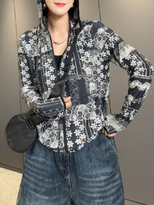 Shalldoer | Lace Print Hooded Sun Protection Coat for Women