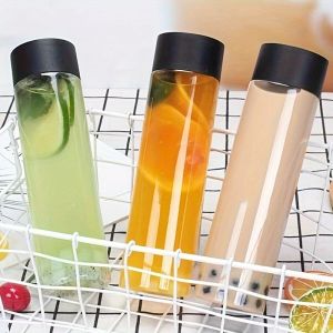 6pcs Plastic Bottles 400ml Clear PET Bottles With Lids Milk And Other BeverageRestaurant Camping PartyDrinkware Accessories
