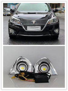 LED Fog Light Assembly For Toyota CROWN 2012 2013 2014 Front Bumper Fog lamp Replacement Angel Eye Daylight Accessories DRL Kit