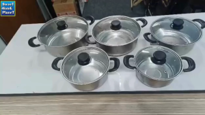 5pcs Stainless Steel Soup Pot Cookware Set Induction Gas Stove Compatible Heat Resistant