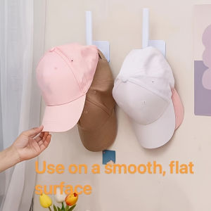 2Pcs No-Drill Hooks for Hats Hair Ties and Headbands Adhesive Hooks for Hanging Hats Dormitory Bedroom Multifunctional Wall-Mounted Storage Rack