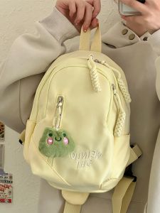 Cute Casual Womens Crossbody Bag Fashionable Durable Nylon Material Zipper Closure Pure Color Vertical Square Shape Student Backpack