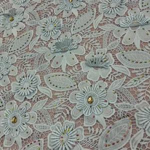 Luxury Stones Embroidered Cotton Lace Fabric Tulle with Nigerian Sequins for Wedding Party Dresses Chiffon Sewing High-Quality