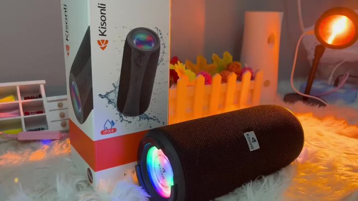Speaker Kisonli Q20 Portable Bluetooth Tahan Air IPX4 With LED Light ...