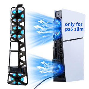 Cooling Fan with LED Light for Playstation 5 Slim Disc and Digital Editions Cooling System Cooler Base For PS5 Slim Accessories