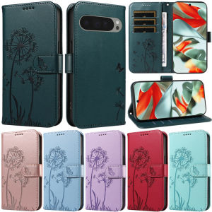 Luxury Butterfly Flip case For Google Pixel 9 Pro XL 8A 8 Pro 7A 7 Pro Dandelion Wallet Card Soft Leather Magnetic Skin Stand Cover