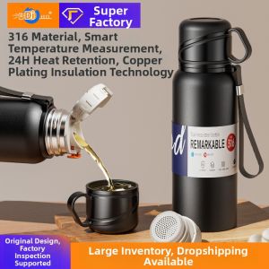 Large Capacity Insulated Double Lid Stainless Steel Tea Separator Bottle