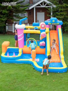 Airmyfun Ice Cream Kids Inflatable Castle Family Indoor Small Trampoline For Home Slide Naughty Castle