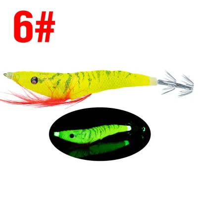 10Colors Luminous Squid Hooks Shrimps Lure Saltwater Casting Lures Octopus Cuttlefish Wooden Shrimps Squid Jig Fishing Hooks