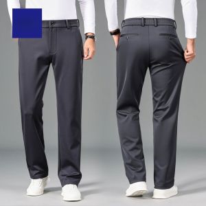 ROMON | Lormen Mens Casual Pants Thickened Loose Straight Business Suit Elastic High Waist Long Trousers Fashionable Autumn Winter