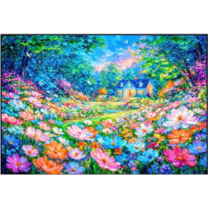 Jigsaw Puzzle 500/1000/1200/2000PCS Forest Flower House Landscape Artwork Stress Relief Puzzle Wall Art Decor Gift Frameless