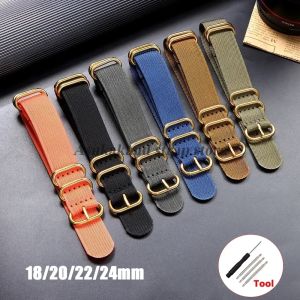 18mm 20mm 22mm 24mm Gold Buckle Nylon for Omega Seamaster 007 for Huami amazfit Watchband Replace Men Women Canvas Watch Strap