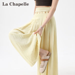 La Chapelle | Yellow Tencel Linen High Waist Wide-leg Shorts