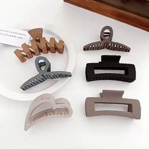 [iRojak] Milk Coffee Series Hair Clip Shark Clip Claw Ladies Simple Classy Plate Head Catch 鲨鱼夹 Clip Rambut - H80