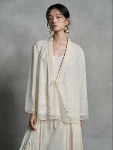 Handmade Flowered Wool-Silk Blend Jacket