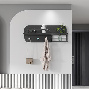Nordic Style Decorative Hook Key Storage Coat Hook Strong Adhesive Wall Mounted Shelf Metal Material Entrance Way Decoration