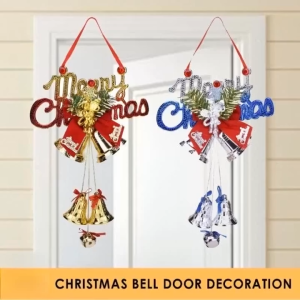 Lucky Christmas Bell Door Décor Spot Christmas Plate with Bells Festive Scene Christmas Tree Pendant