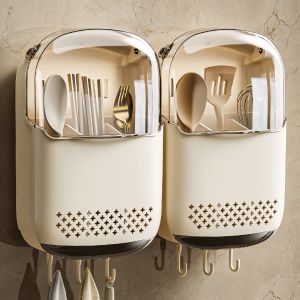 Hộp Đựng Thìa Đũa Kiểu Mới Giá Để Thìa Đũa Bằng Nhựa Khay Đựng Đồ Dùng Nhà Bếp Giá Để Thìa Đũa Có Lưới Thoát Nước