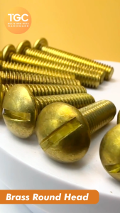 TGC 10PCS Brass Roundhead 1/4 x 1/2~3 inches Brass Stovebolt Round Head Bolt Screw