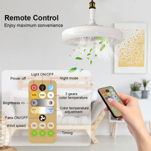 Kipas Lampu Langit-langit 30W E27 dengan Lampu Terintegrasi Remote Control Kamar Tidur Ruang Lampu
