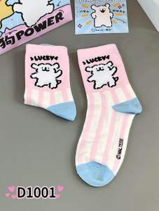 Line puppy socks dopamine all-match socks womens couple socks cartoon mid-tube socks线条小狗袜子多巴胺百搭袜子女情侣袜卡通中筒袜