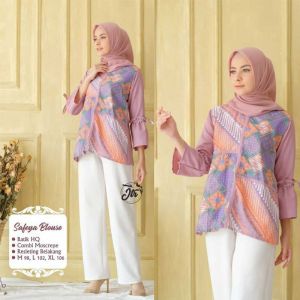 [New Promosi] tey-17 Batik wanita ASJ SA HRB026 Kenongo Kemeja Tosca Pendek - atasan wanita blus batik - baju batik wanita modern - blus modern