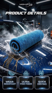 MOKOTO CARE ULTRA-FINE FIBER CAR WASH TOWEL 100X70 CM 12699 MICROFIBER WASH CLOTH UNIVERSAL FOR CARS AND MOTORCYCLE