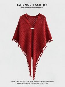 CAIENGE | Thin Retro Style Ladies Shawl with Tassel for Wedding and Evening Wear