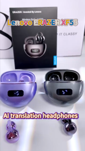 Lenovo ERAZER XF55 Al Smart Real-Time Translation Bluetooth 6.0 Earphone TWS Ear Clip Earphone With LED Display HiFi Stereo