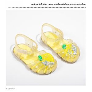 รองเท้าแตะ PU สำหรับเด็กผู้หญิง ทรงหัวกลม พื้นยางกันลื่น สวมใส่สบาย รองเท้าแตะแบบมีสายรัดข้าง สำหรับเด็กอายุ 1-6 ปี