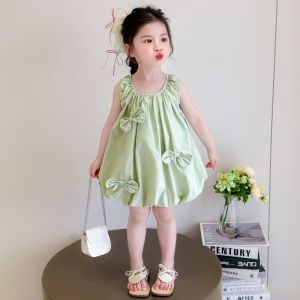 Princess Style Summer Dress for Girls Lightweight Vest Strapless Sweet Bridesmaid Dress Childrens Clothing Elastic Waist