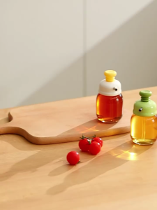 Keranixy Press Oil Bottle Glass Soy Sauce Vinegar Dispenser Quantitative Control Seasoning Container Botol Minyak