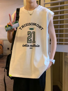 Pure Cotton Sleeveless Basketball Vest Mens Summer Loose Fit Sport Fitness round Neck Casual Online Exclusive Youth Fashion