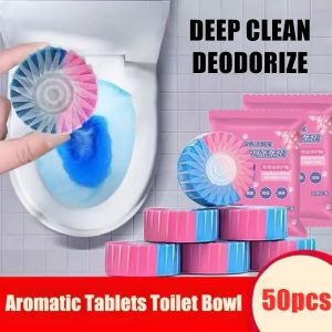 50pcs Toilet Bowl Cleaner Tablets 2-in-1 Blue-Pink Antibacterial And Descaling Toilet Decontamination Tablets Rose Scent Aromatic Tablets Toilet Bowl 2-color Toilet Cleaner Automatic Tank Bowl Deodorant Homeliving