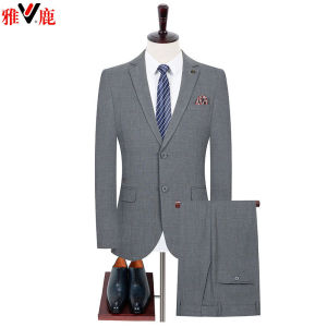 Yaloo Mens Plaid Suit Set Casual Business Wedding Dress Coat Middle-Aged Dad Formal Outerwear Two-Button Standard Fit Polyester Blend