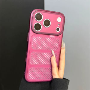 Soft Silicone Transparent Mesh Heat Dissipation Case For iPhone 17 Air 16 15 14 13 12 11 Pro Max Plus Shockproof Matte TPU Cover