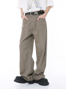 กางเกงยีนส์ทรงตรงหลวมๆ สีพื้น กางเกงขายาวทรงหลวมสำหรับผู้ชายและผู้หญิง ทรงเกาหลี สไตล์ไฮเอนด์ เหมาะกับทุกฤดูกาล